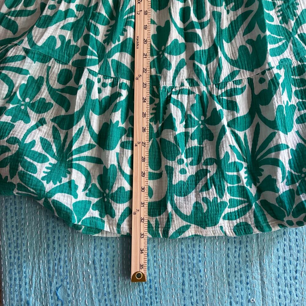Marine Layer Tropical Floral Tiered Midi Skirt XS/S Green White Smocked Pockets - Picture 10 of 10